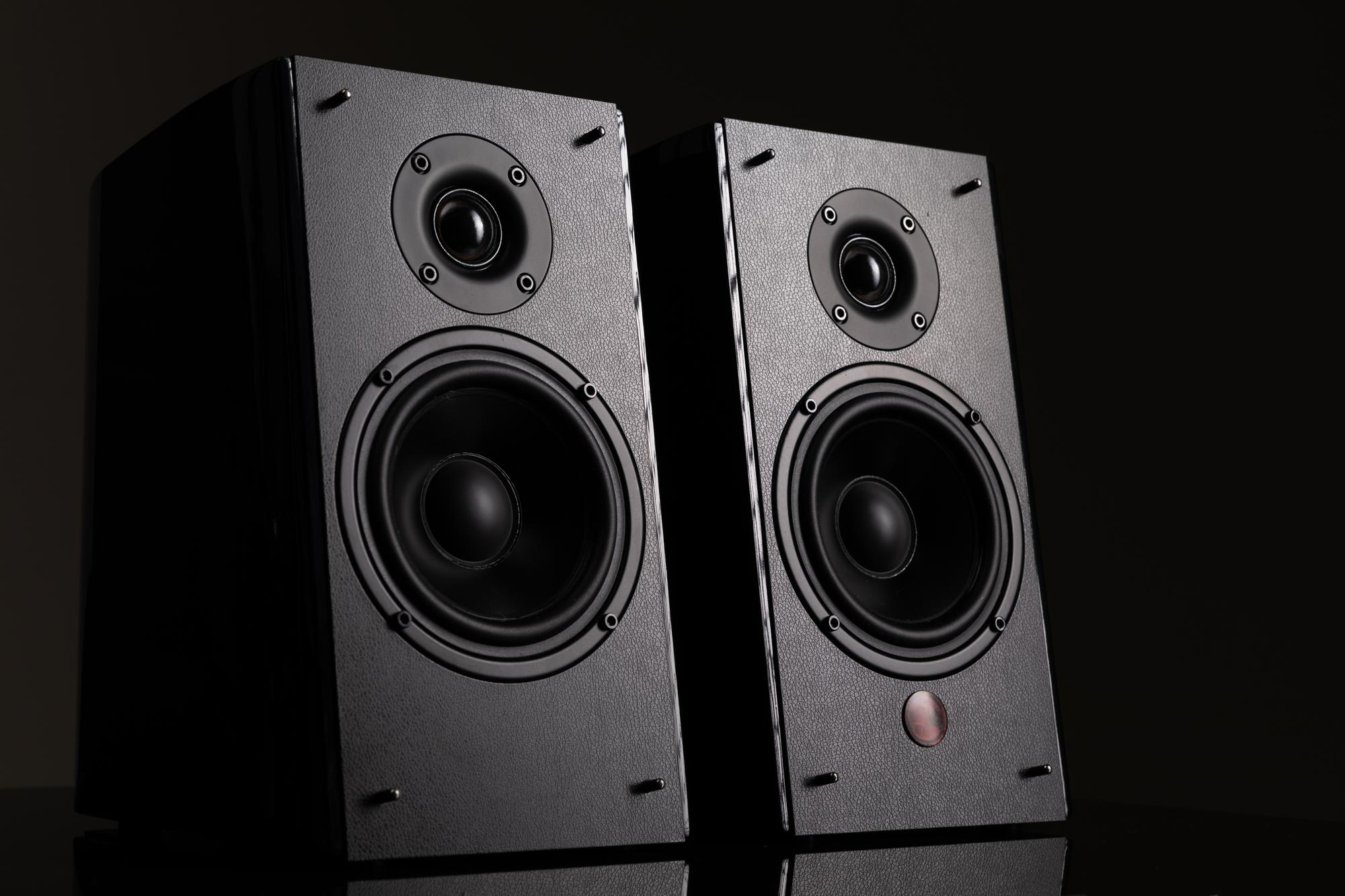 image-photograph-pair-hifi-level-music-speakers-with-two-speakers-black-background
